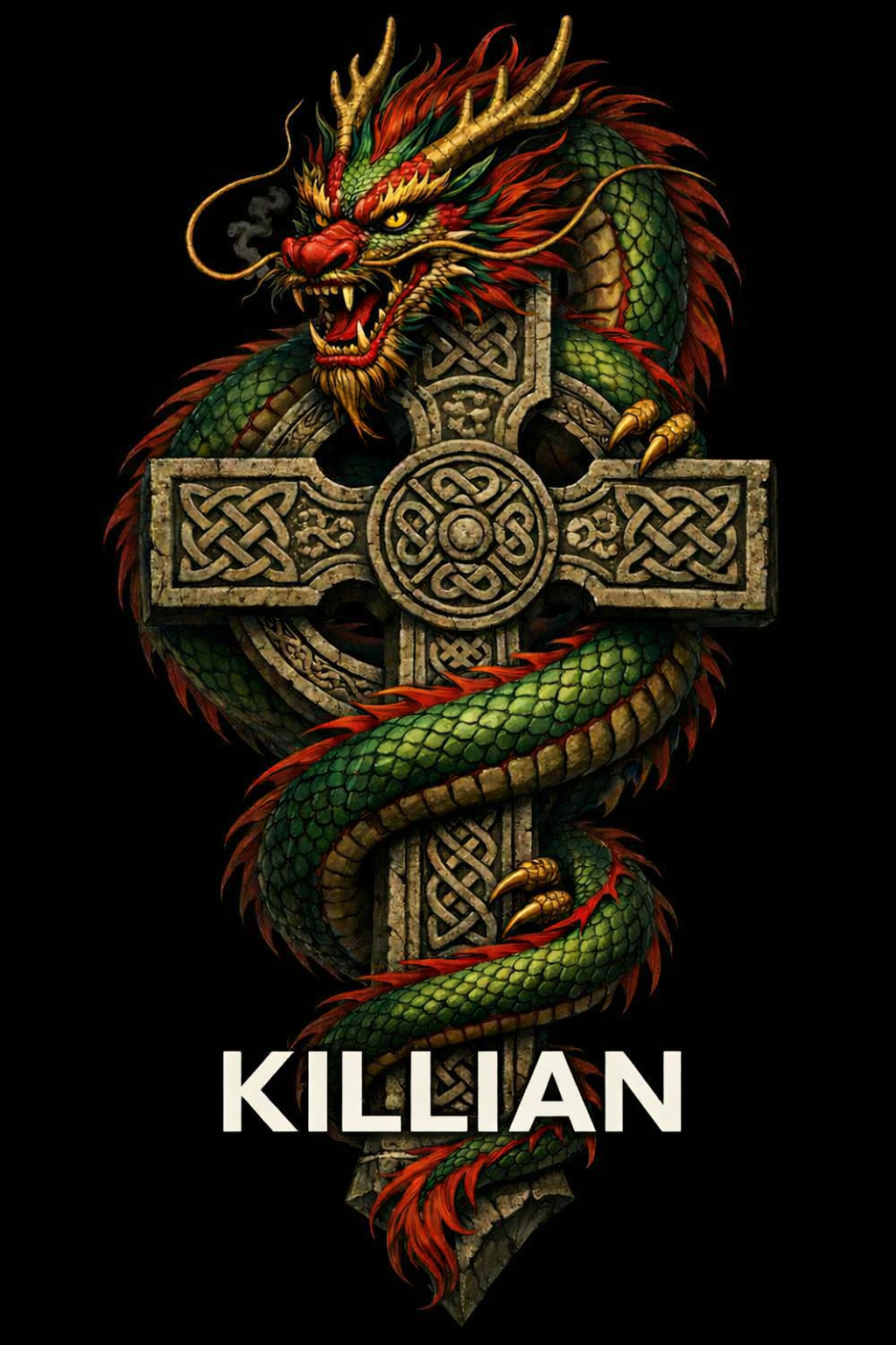 KILLIAN — dragon and Celtic cross crest
